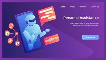 robot personal assistance concept for website template landing homepage with modern isometric flat vector