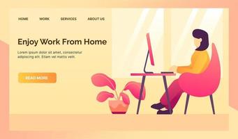 wfh work from home for website template landing homepage with modern isometric flat vector