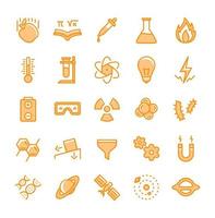 science icon set with yellow color white background isolated modern flat design vector