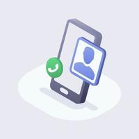 mobile phone call user profile concept with modern isometric style vector