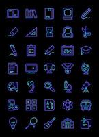 education icon set blue line black modern color neon isolated modern flat design vector