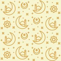 icono de patrón musulmán luna creciente estrella media mezquita ornamento con diseño plano de estilo de contorno vector