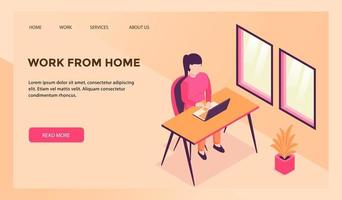 work from home concept for website template or landing homepage vector