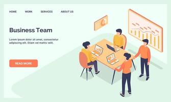 business team meeting for website template landing homepage with modern isometric flat vector