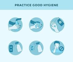 good hygiene practice concept with some related icon for corona virus covid-19 with modern flat style vector