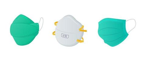 various masker set collections with n95 surgical and regular mask with modern flat style vector