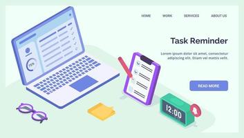 task reminder or todo list for business professional for website landing homepage template banner isometric vector