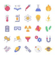 conjunto de iconos de ciencia estilo vector de diseño plano moderno a todo color