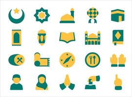 d mubarak icon set dual tone color white isolated modern flat design. vector