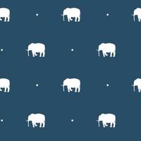 Seamless pattern with silhouettes of elephants and polka dots on a Navy blue background vector