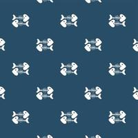 Seamless pattern of fish skeleton with head-heart vector