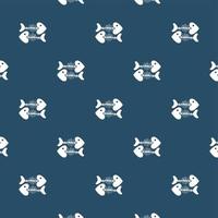 Seamless pattern of fish skeleton with head-heart vector