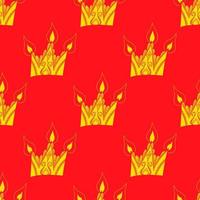 Bright vector seamless abstract hand-drawn pattern with crowns.