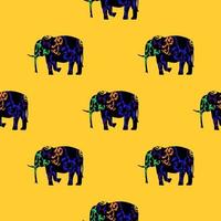 Seamless pattern of a running elephant. vector