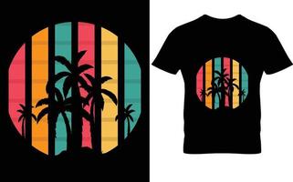 hawaii verano retro vintage paisaje camiseta diseño vector