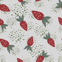Simple strawberry seamless pattern. Hand drawn strawberries wallpaper. Fruits backdrop. vector