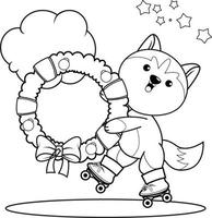 libro de colorear de navidad con lindo husky vector