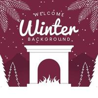 fondo de diseño plano de bienvenida invierno vector
