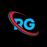 logotipo de RG. diseño RG. letra rg azul y roja. diseño de logotipo de letra rg. letra inicial rg círculo vinculado logotipo de monograma en mayúsculas. vector