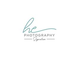 Letter HE Signature Logo Template Vector