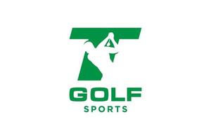 Alphabet letter icon logo T for Golf logo design vector template, Vector label of golf, Logo of golf championship, illustration, Creative icon, design concept