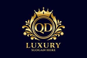 Initial QD Letter Royal Luxury Logo template in vector art for luxurious branding projects and other vector illustration.