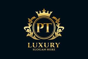 Initial PT Letter Royal Luxury Logo template in vector art for luxurious branding projects and other vector illustration.