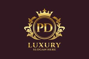 Initial PD Letter Royal Luxury Logo template in vector art for luxurious branding projects and other vector illustration.