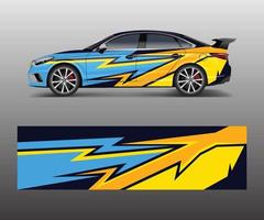 Racing car wrap. abstract strip shapes for Company car wrap, sticker, and decal template design vector