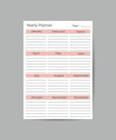 yearly planner template minimalist planners Business organizer page vector design