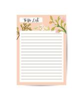 To do planner template Daily check list leaves and floral elements in fall colors.Perfect template for organizer and schedule with notes. vector