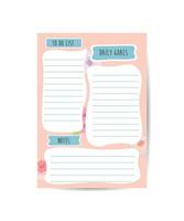 Daily Planner Template Organizer and Schedule with place for Notes Goals and To Do List Template design vector