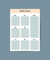 Weekly planner template. Simple printable to do list. Business organizer page. Paper sheet. Realistic vector illustration.