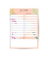 Daily Planner Template Organizer and Schedule for Notes Goals and To Do List Template design vector