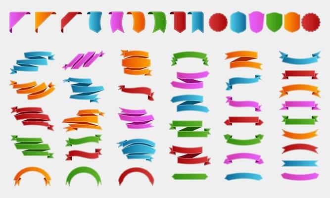 Set of banners and ribbons isolated on a white background.