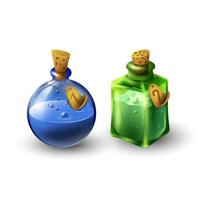 Set of potion bottles. Elixirs. vector