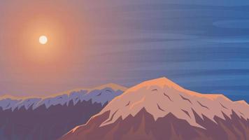 Vector landscape. Beautiful sunset in the mountains. Stock background.