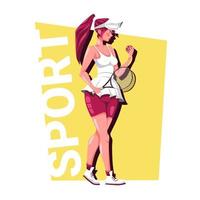 Cartoon tennis player. The girl is an athlete. vector