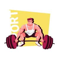Cartoon athlete. Lifting the barbell.