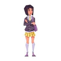 chica de dibujos animados en una falda. colegiala japonesa. vector