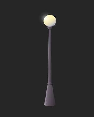 Cartoon street lamp isolated on a dark background.