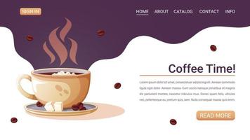 Web page with an illustration of a coffee cup. vector