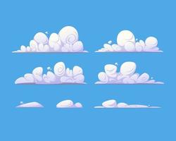 conjunto de nubes de dibujos animados. aislado en un fondo azul. vector