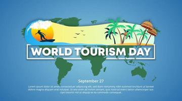 World tourism day background with a beach landscape vector