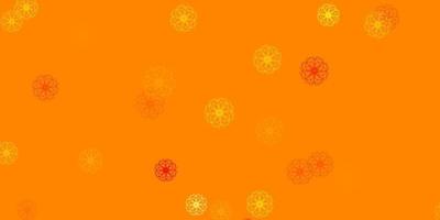 Plantilla de doodle de vector naranja claro con flores.