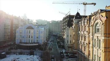 Aerial view of Podil, historic neighborhood in Kyiv video