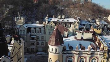 Aerial view of Podil, historic neighborhood in Kyiv video