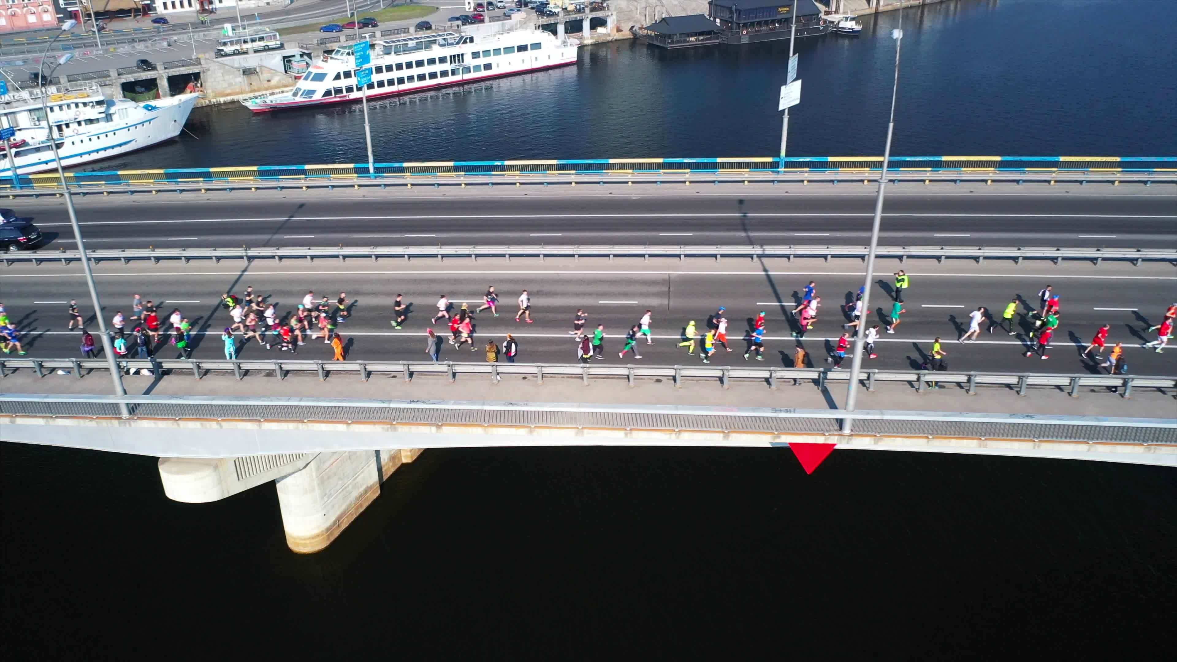 Aerial view of marathon runners on the streets of Kyiv Ukraine 11539953