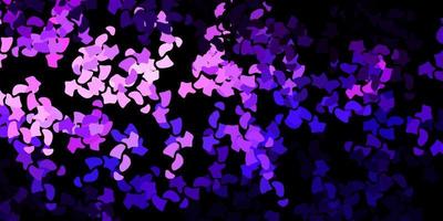 Dark purple, pink vector background with random forms.