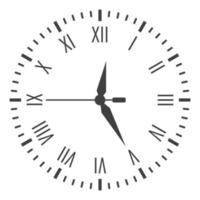 Watch face with Roman numerals and hands. vector